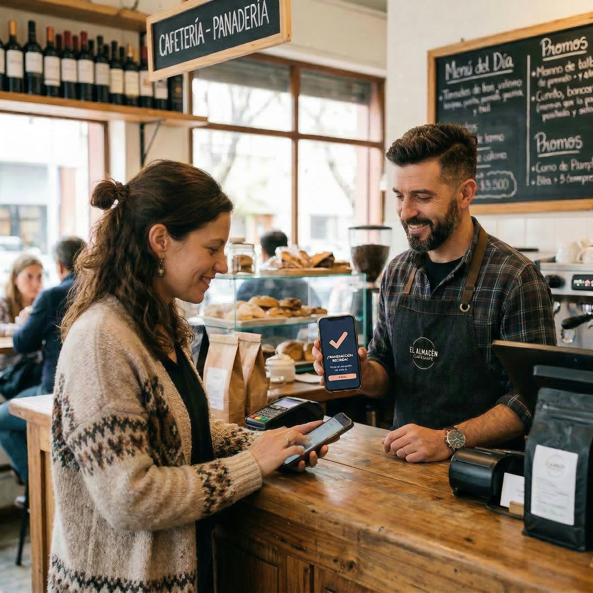 Persona mostrando transferencia verificada en su teléfono